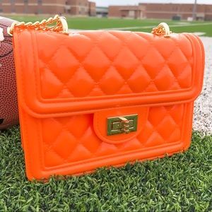 Orange Cross Body Adjustable Chain Jelly Hand Bag